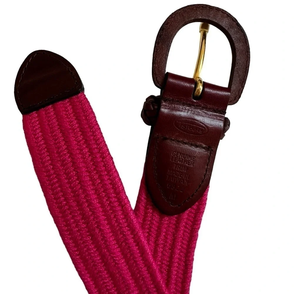 Talbots Woven Elastic Stretch Classic Braided Belt, Bright Pink, Medium